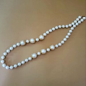 Vintage Napier 15" Faux Pearl and Gold Tone Necklace P4